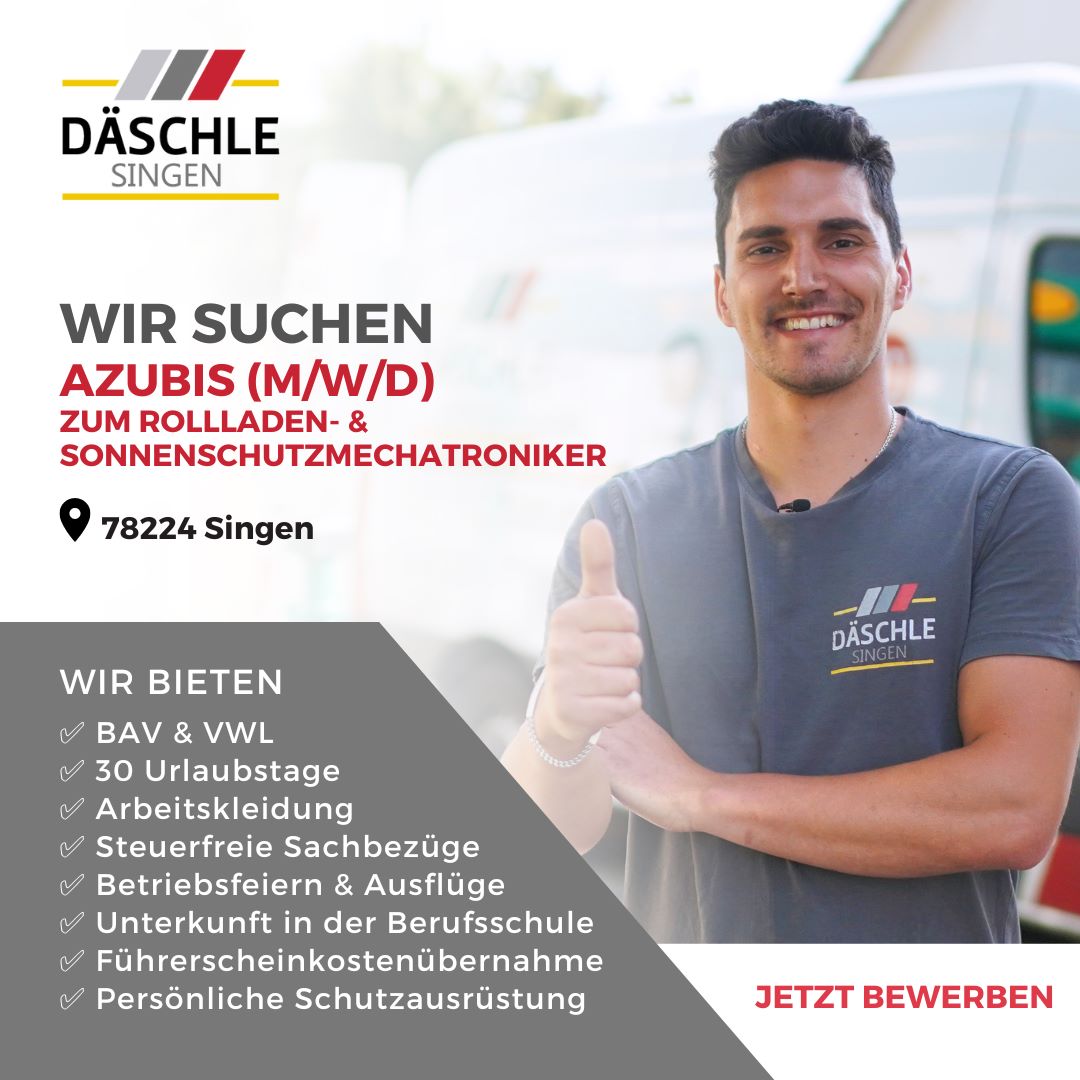 Azubis Rollladen- und Sonnenschutz- Mechatroniker gesucht, Jobs, Stellenausschreibung Singen, Konstanz, Bodensee